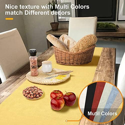 Waterproof Wipeable Farmhouse Table Runner for Kitchen, Dining Room, Bedroom, Living Room, Indoor and Outdoor (108'', Mustard Yellow)
