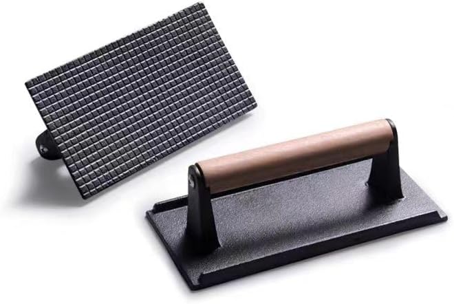 KitchenTools Heavy Duty 8"Cast Iron bacon Grill Press Smash Burgers Press - Image 6