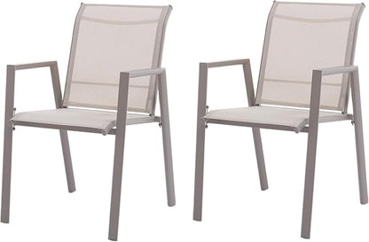 Outdoor Patio Chairs Set of 4, Ivory Beige Stackable Outdoor Chairs, - Image 7