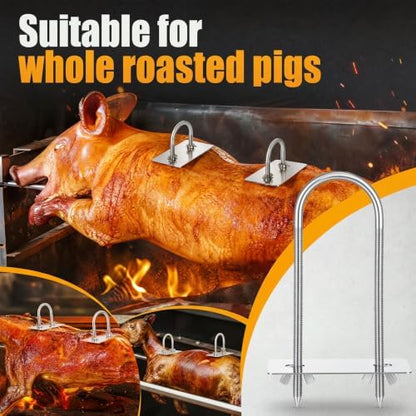 4 Pcs Steel Rotisserie Fork U Bolt Adjustable Spit Rod, 7.5" L - Image 4
