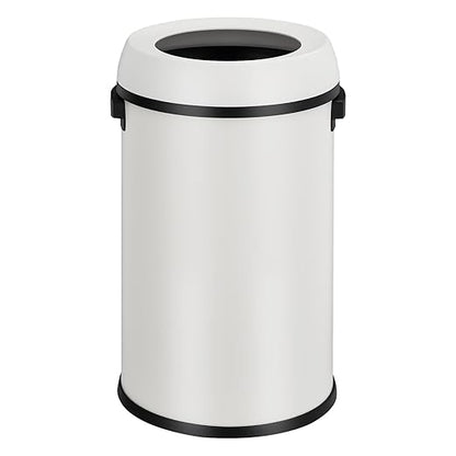 GarveeHome 17 gal/65 L Open Top Trash Can, Stainless Steel Rubbish Bin, Commercial Grade Waste Container, Round Garbage Can for Outdoor, Home Office, Restaurant, White