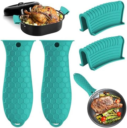 4 Pack Silicone Hot Handle Holder Cover Cast Iron Handle Cover Silicone Pot by Dazzhues