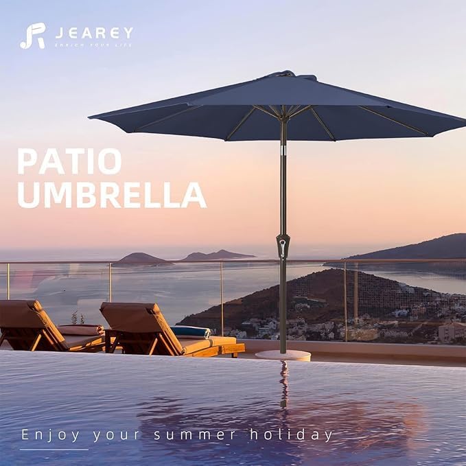JEAREY 9FT Outdoor Patio Umbrella, Market Umbrella, Purplish Blue | Outdoor - Image 7