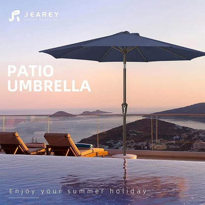 JEAREY 9FT Outdoor Patio Umbrella, Market Umbrella, Purplish Blue | Outdoor - Image 7