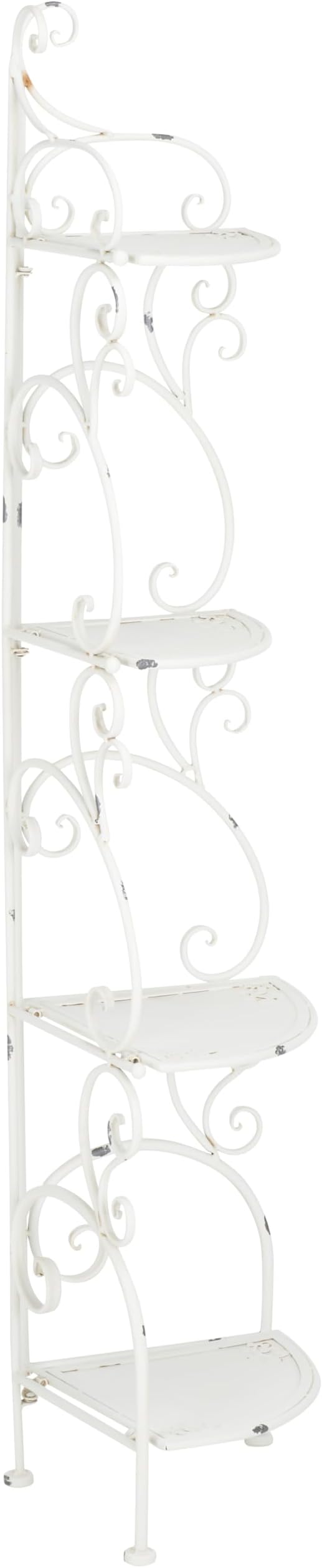 SAFAVIEH Outdoor Collection Turuca Antique White Wrought Iron 4-Tier Corner - Image 6