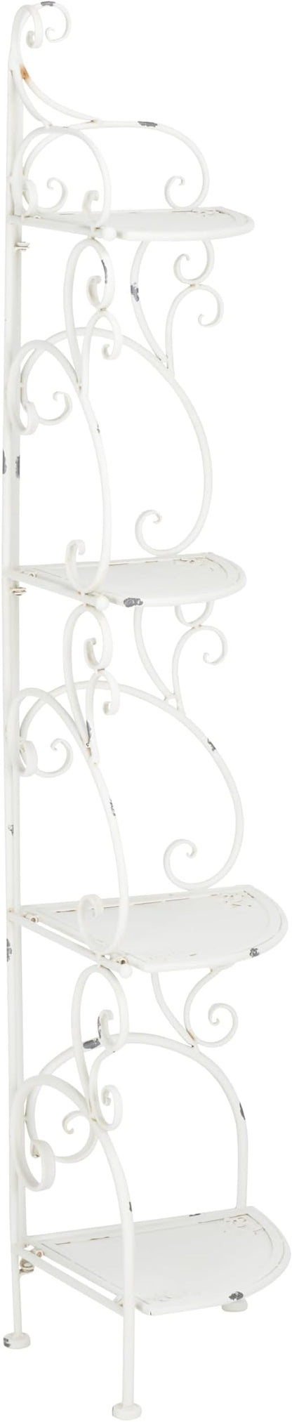 SAFAVIEH Outdoor Collection Turuca Antique White Wrought Iron 4-Tier Corner - Image 6