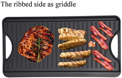 GasSaf Reversible Cast Iron Griddle, 18.5 x 10 Inch Double Sided Cooking Surface - Image 4