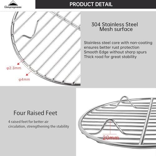 Campingmoon 12 Inch Round Cooling Rack, 304 Stainless Steel - Image 5