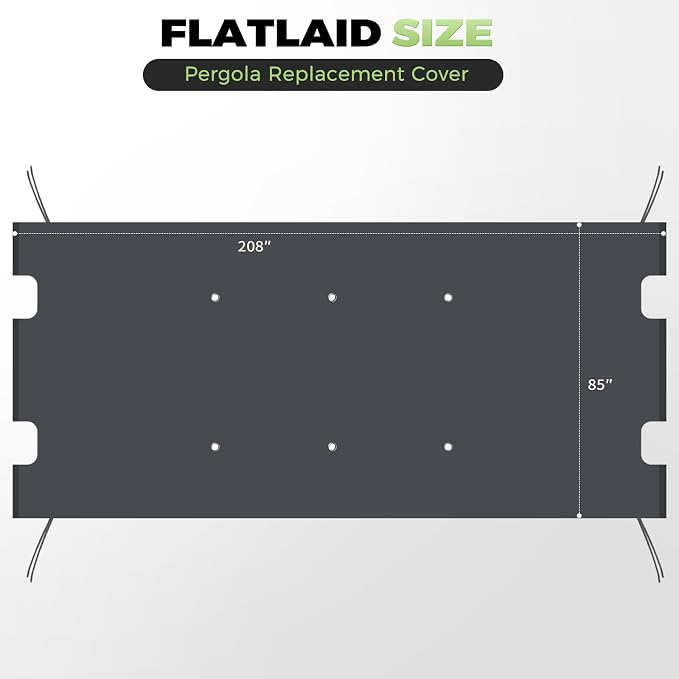 85x208 in Pergola Shade Cover for Steel Pergola L-PG080PST | Grey, Cover Only - Image 3