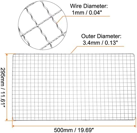 HARFINGTON Square BBQ Grill Net 29.5x50cm Stainless Steel Cross Wire Barbecue - Image 2