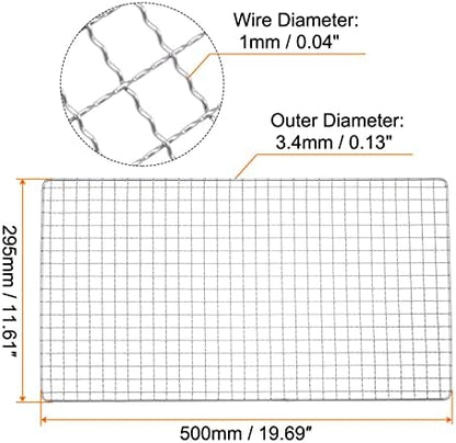 HARFINGTON Square BBQ Grill Net 29.5x50cm Stainless Steel Cross Wire Barbecue - Image 2