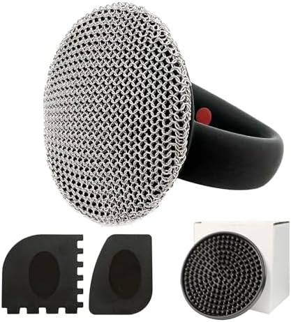 MEIXINZHI Cast Iron Cleaner, Chain Mail Scrubber & Pan Grill Scrapers - 2 in 1 by MEIXINZHI
