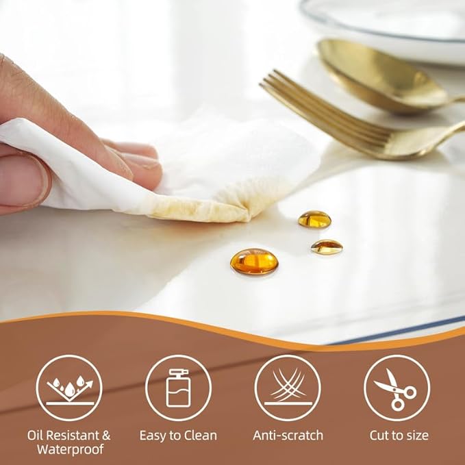 Warmstar Clear Table Cover Protector 24 x 60 Inch,1.5mm Thick Plastic Table Cover Rectangle,PVC Clear Table Protector,Desk Protector Mat for Kitchen, Dresser, Writing Desk，Dining Room Table