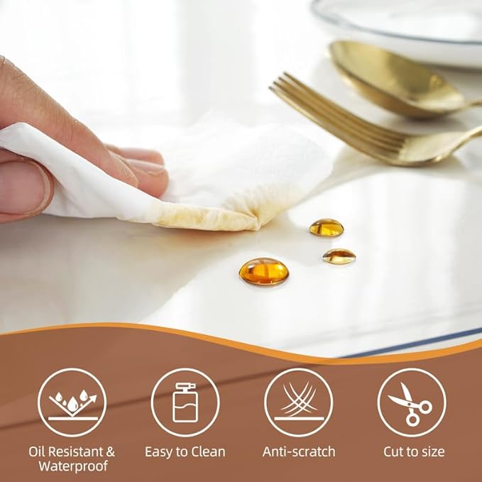 Warmstar Clear Table Cover Protector 48 x 120 Inch,1.5mm Thick Plastic Table Cover Rectangle,PVC Clear Table Protector,Desk Protector Mat for Kitchen, Dresser, Writing Desk，Dining Room Table