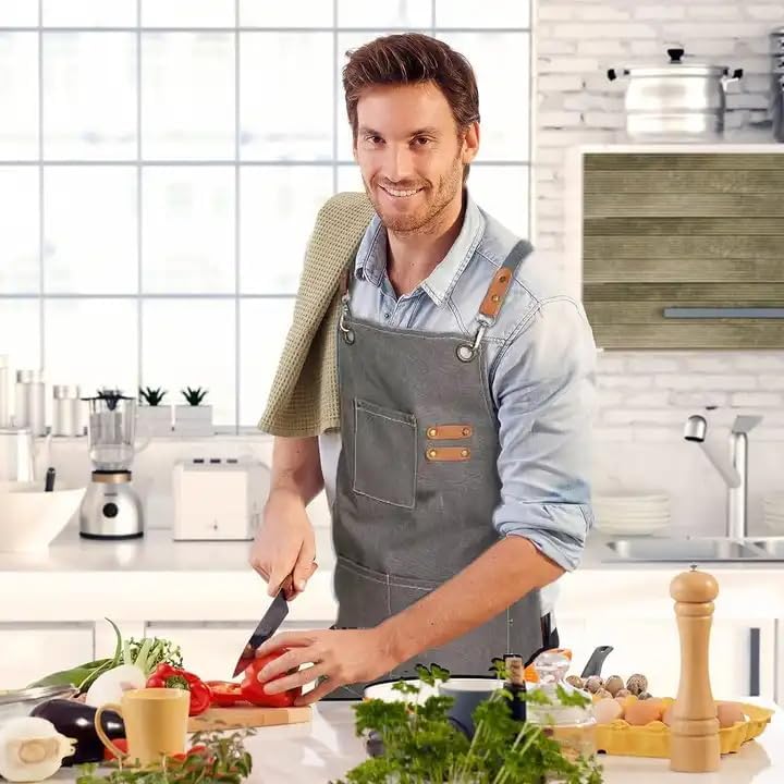 Aprons For Women Men With Pockets 2 Pcs, Kitchen Waterproof Hair Stylist Linen - Image 6