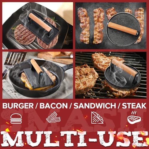 Grilliance Smash Burger Press Kit, 3 in 1 Hamburger Press Patty Maker, Flat top - Image 4