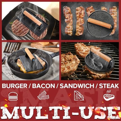 Grilliance Smash Burger Press Kit, 3 in 1 Hamburger Press Patty Maker, Flat top - Image 4