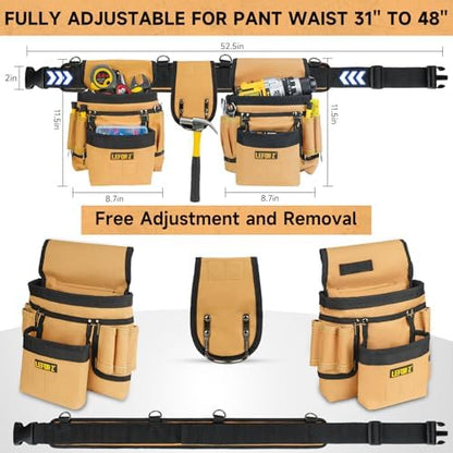 LEFOR·Z Tool Belt with 4 D-Rings, 27-Pockets Tool Belts - Image 3