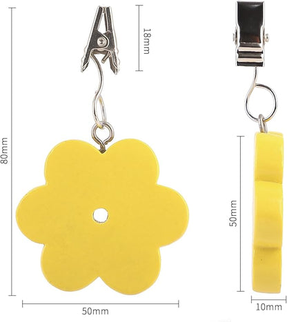 TwoFish Home Set of 4 Yellow Flower Resin Table Cover Tablecloth Weights Clips Handicraft Yellow Flower Tablecloth Clamps Pack of 4