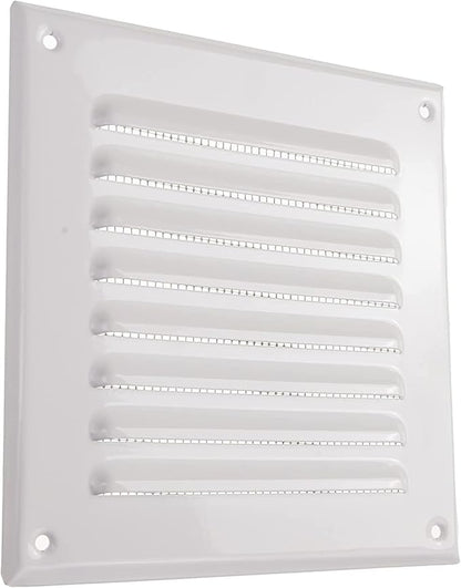 Vent Systems - 5 x 5 Inch (Inner) Pack of 10 White Metal Square Soffit Air Vent Grille Cover, Register Vent Deflector Louver Built-in Mesh HVAC for Bathroom Home Office Kitchen 6.5" x 6.5" (Outer)