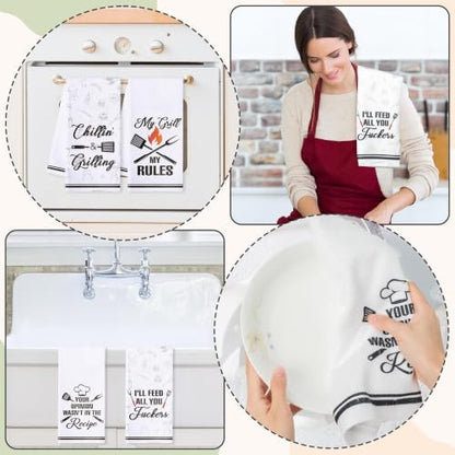 R HORSE 5 Pack Funny Barbecue BBQ Kitchen Dish Towels - Image 2