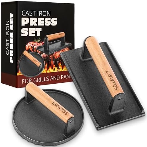 Burger Press Heavy-Duty Cast Iron Smash Meat Steak Weight Grill Griddle by LWWTBS