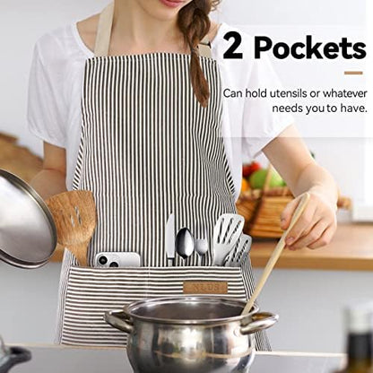 NLUS 2 Pack Kitchen Cooking Aprons, Adjustable Bib Soft Chef Apron - Image 4