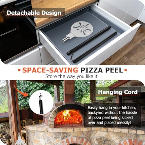 8 Inch Pizza Peel Turning, Joyfair Perforated Pizzas Turner, Painted Handle - Image 6