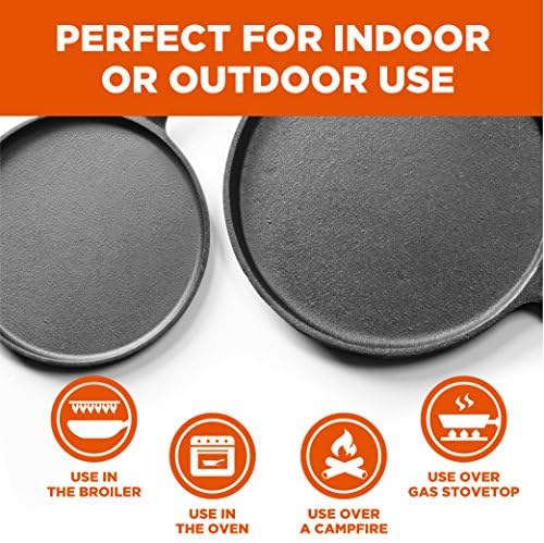 Commercial CHEF 3-Piece Cast Iron Griddle Set, Pre-Seasoned - Image 4
