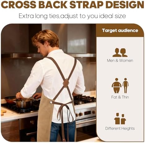 Aprons For Women Men With Large Pockets, Waterproof Cotton Chef Aprons For - Image 5