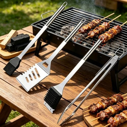 Grill Tool Set with Spatula, Barbecue Brush and Cleaning Brush by BCHWAY