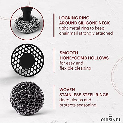 Cuisinel Cast Iron Chainmail Scrubber + Pan Scraper - Image 5