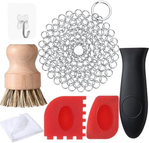 Patelai Cast Iron Cleaning Kit, Chainmail Scrubber Brush, Classic Color by Patelai