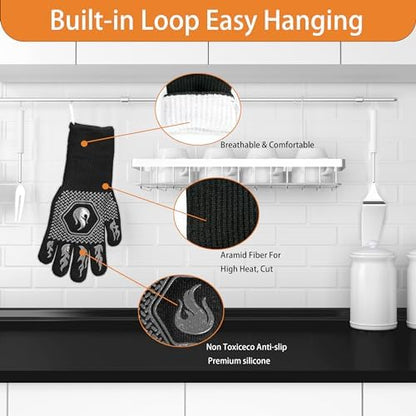BBQ Gloves 1472F Heat Resistant Non-Slip Silicone 13.5in - Image 3