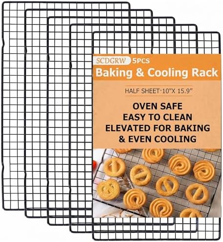5PCS Cooling Racks for Cooking and Baking 10" x 16", Heavy Duty Metal Wire Rack by SCDGRW