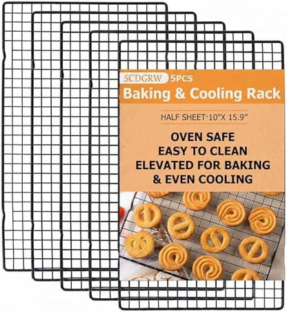 5PCS Cooling Racks for Cooking and Baking 10" x 16", Heavy Duty Metal Wire Rack by SCDGRW