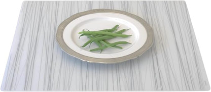 modern-twist 14 x 16 Silicone Placemat, BPA, PVC-Free Table Mat, Dishwasher Safe, Stream Print in Silver, Pack of 1