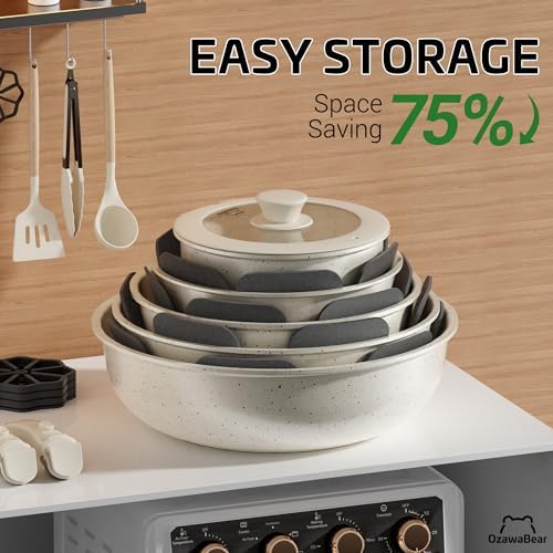 23 Pcs Pots and Pans Set Non Stick, Detachable Handle Cookware - Image 4