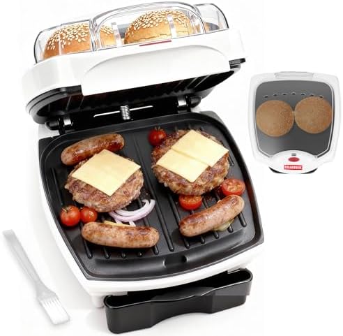 SugarWhisk 2 In 1 Hamburger Grill Maker, Electric Indoor Grill and Panini Press by Unknown