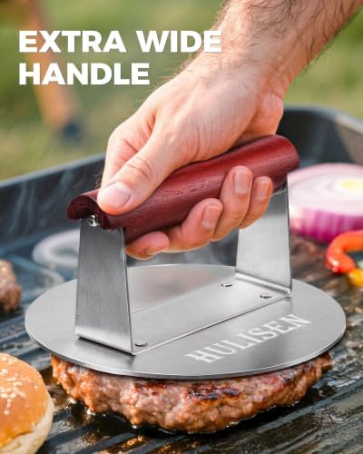HULISEN Stainless Steel Burger Press, 6.2-Inch Round Burger Smasher - Image 2