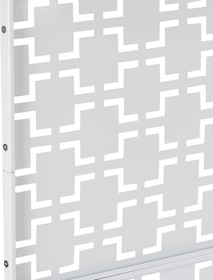 Metal Outdoor Privacy Screen,Freestanding Outdoor Divider Decorative Privacy Fence Screen,Freestanding Decorative Privacy Screen for Balcony Patio (White 6.2ft)