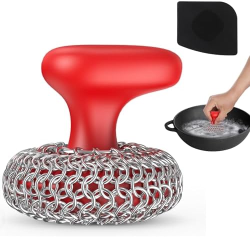 Cast Iron Scrubber Dish Scrub Brush 316 Chainmail Scrubber by Purgreat