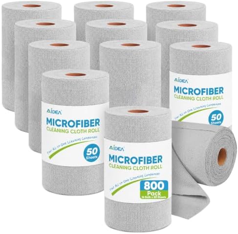 AIDEA Microfiber Cleaning Cloth Roll-800PK, Reusable Paper Towels 11.5×11.5" by AIDEAHOME