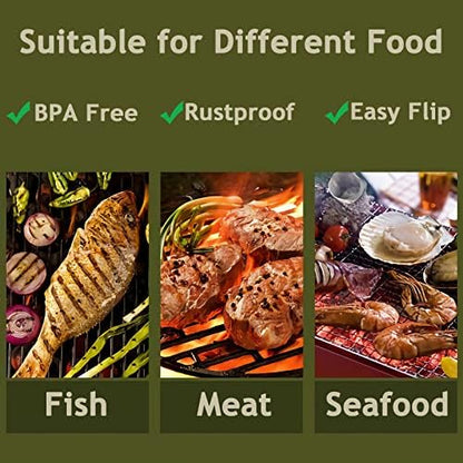 Fish Grilling Basket, BBQ Stainless Steel Barbecue Basket, Foldable Handle - Image 4