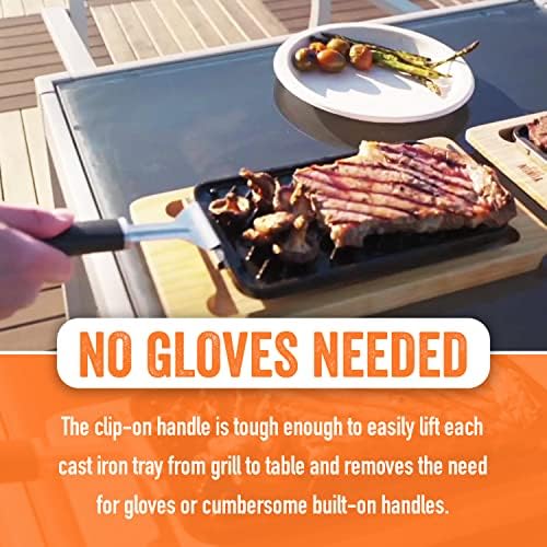 Yukon Glory Cast Iron Grill Pan Set, 2 Pans and Wooden Serving Trays - Image 6