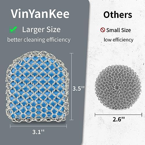 Cast Iron Scrubber with Pan Scraper, 316 Chainmail Scrubber - Image 3