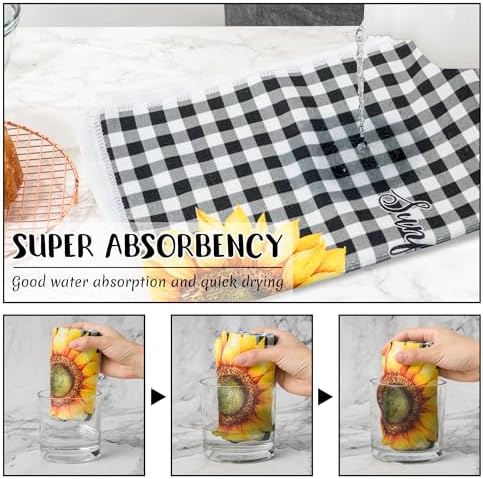R HORSE 5Pcs Funny Sunflower Kitchen Towels Dish Towel Baking Lover Gift - Image 5