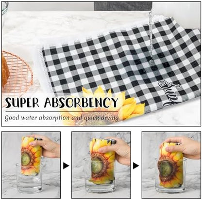 R HORSE 5Pcs Funny Sunflower Kitchen Towels Dish Towel Baking Lover Gift - Image 5