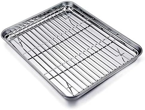 TeamFar Baking Sheet with Cooling Rack Set, 12.5 x 9.5 x 1 inch by TeamFar