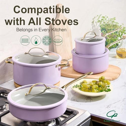 Chef Power Ceramic Frying Pan 8", Nonstick 5Pcs Skillet - Image 5